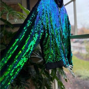 Sequin Jacket with Green and Blue Hues